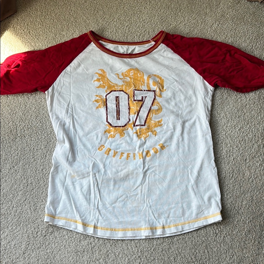 Warner Bros Red and White Raglan Tee with Varsity Design